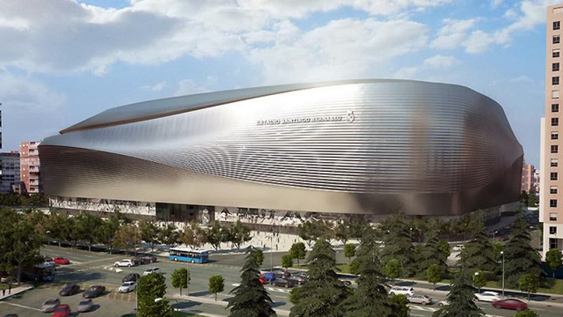 Illustration for article titled Real Madrid's new space age stadium is fully covered in titanium